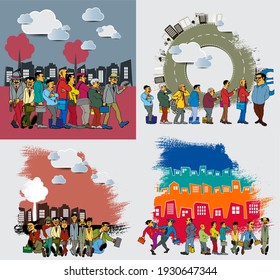 Vector illustration with urban landscape