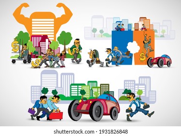 Vector illustration with urban landscape