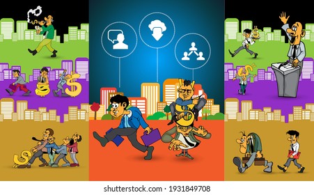 Vector illustration with urban landscape