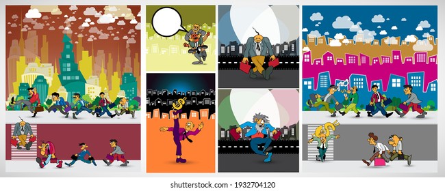 Vector illustration with urban landscape