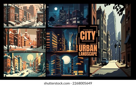 Vector illustration with urban landscape