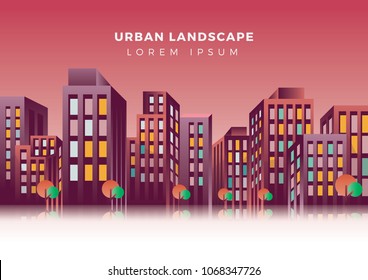 Vector Illustration of Urban Landscape in 3D Style