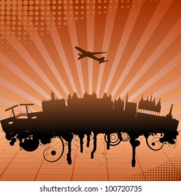 Vector illustration of urban landscape of Amsterdam
