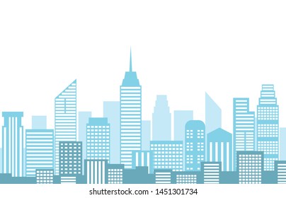 Vector illustration of urban landscape with city skyline and building isolated on white background