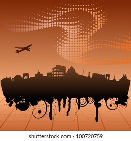 Vector illustration of urban landscape of Rome