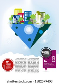 Vector illustration with urban landscape. Smart city.