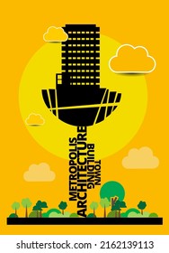 Vector illustration with urban landscape. Smart city.