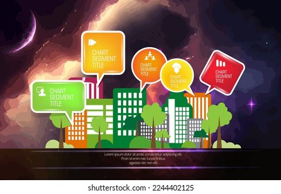 Vector illustration with urban landscape. Smart city.