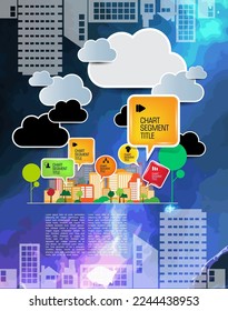 Vector illustration with urban landscape. Smart city.