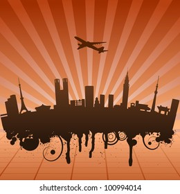 Vector illustration of urban landscape of Tokyo