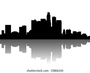 Black Vector Los Angeles Silhouette Skyline Stock Vector (Royalty Free ...