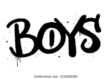 Vector illustration. Urban street graffiti style. Slogan of Boys with splash effect and drops. Print for graphic tee, sweatshirt.