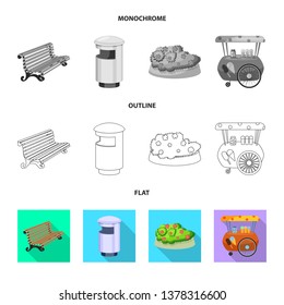 Vector illustration of urban and street icon. Collection of urban and relaxation vector icon for stock.