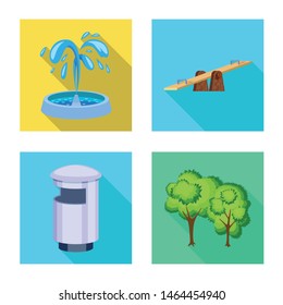 Vector illustration of urban and street symbol. Set of urban and relaxation stock symbol for web.