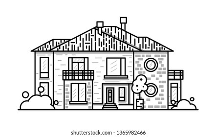 Vector illustration of urban and suburban flat houses