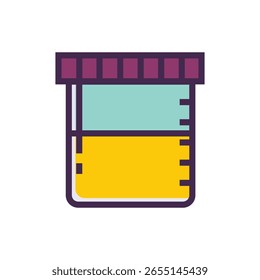 Ilustración vectorial de un recipiente de muestra de orina con tapa