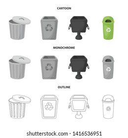 Vector illustration of urn and garbage sign. Collection of urn and radioactive stock symbol for web.