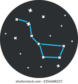 Vector illustration of Ursa Major constellation icon. Astronomy.