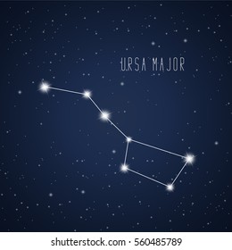 Vector illustration of Ursa Major constellation on the background of starry sky