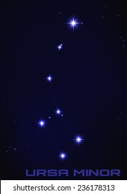 Vector illustration of Ursa Minor constellation in blue 