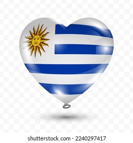 Vector illustration of a Uruguay country love balloon on transparent background (PNG). Flying love balloons for Independence Day celebration.