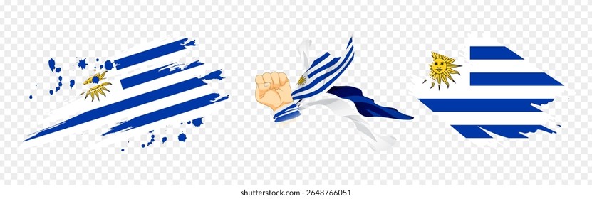 Ilustração vetorial da composição da bandeira do Uruguai sobre fundo transparente