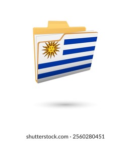 Vector illustration of Uruguay flag isolated in file folder on white background.