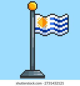 Vector Illustration of Uruguay Flag with Pixel Art Design, perfect for game assets themed designs