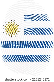 Ilustración vectorial de la bandera uruguaya en forma de huella dactilar