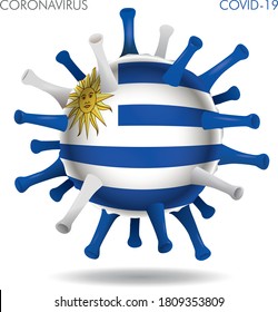 Vektorgrafik der Form des Uruguay-Flaggenvirus, einzeln auf weißem Hintergrund