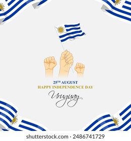 Vector illustration of Uruguay Independence Day social media feed template