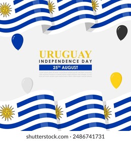 Vector illustration of Uruguay Independence Day social media feed template