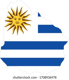 Vektorillustration-Abbildung der Uruguay-Karte mit Flagge