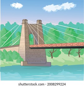 alte Hängebrücke mit Vektorbild