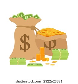 Vector illustration of US Dollar currency. Dollar money cash icon, cash register, money payment, dollar sign.