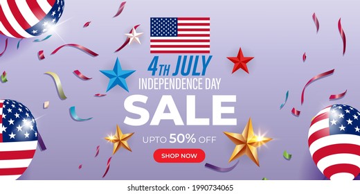 vector illustration for US independence sale banner-4thJuly