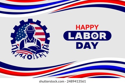 Vector illustration of US Labor Day banner with logo related to labor