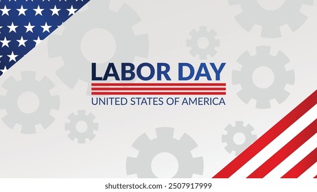 Vector illustration of US Labor Day banner. happy labor day, banner, social media post with American flag.