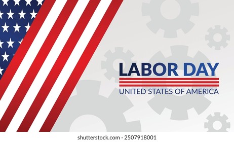 Vector illustration of US Labor Day banner. happy labor day, banner, social media post with American flag.