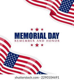 Vector illustration of US Memorial Day social media story post feed mockup template design