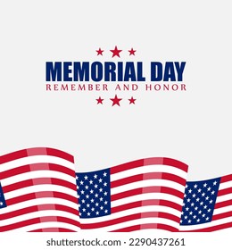 Vector illustration of US Memorial Day social media story post feed mockup template design