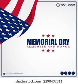 Vector illustration of US Memorial Day social media story post feed mockup template design