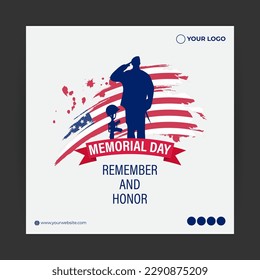 Vector illustration of US Memorial Day social media story post feed mockup template design