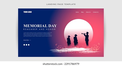 Vector illustration of US Memorial Day Website landing page banner mockup Template