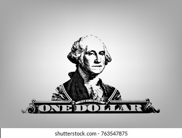 Vector Illustration of the US president George Washington portrait on the one dollar united states money on white background.