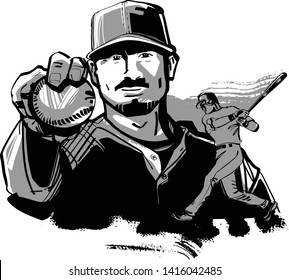 the vector illustration of the USA baseball player