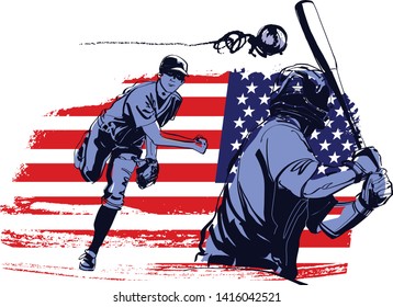 the vector illustration of the USA baseball player