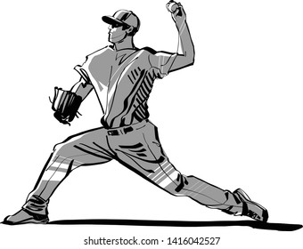 the vector illustration of the USA baseball player