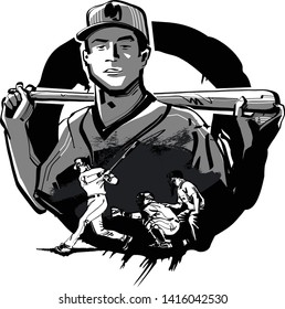 the vector illustration of the USA baseball player