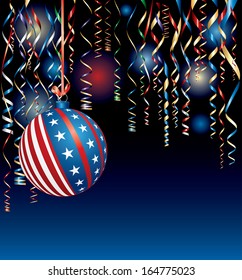 vector illustration with USA Christmas ball 